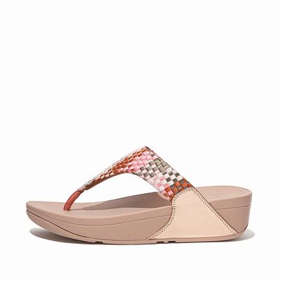 Fitflop Lulu Silky Weave Toe-Post - Sandalen Damen - Koralle Rosa (IOH509182)